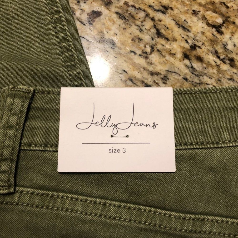 Jelly Jeans The Rachel Mid Rise Olive Knee Slit Skinny Jean (2) 5183 NWT Bout - Picture 2 of 6